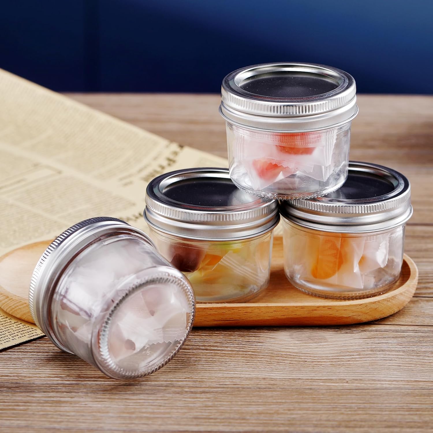 Small Mason Jars 8Pack 4oz Glass Canning Jars with Removable Lids