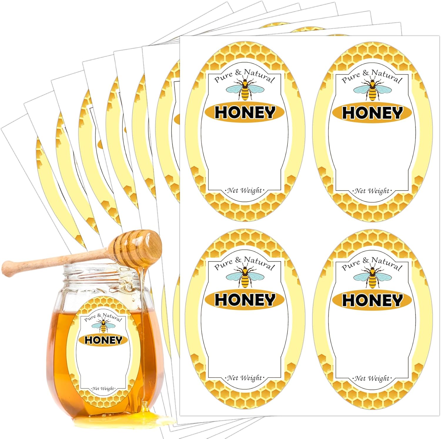 Trendsslabels Pure Natural Honey Jar Labels 2x3 inch