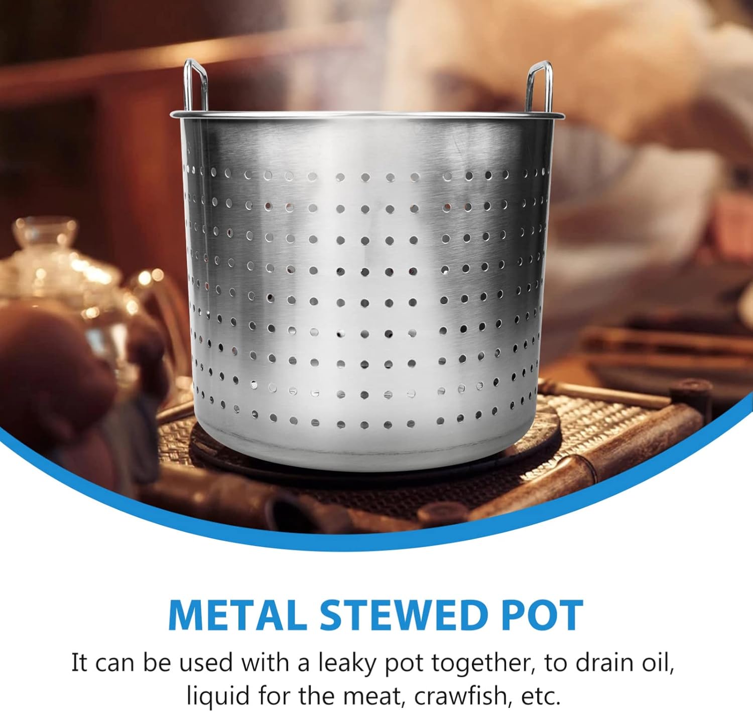 Hemoton Stainless Steel Seafood Steamer Basket for Kitchen