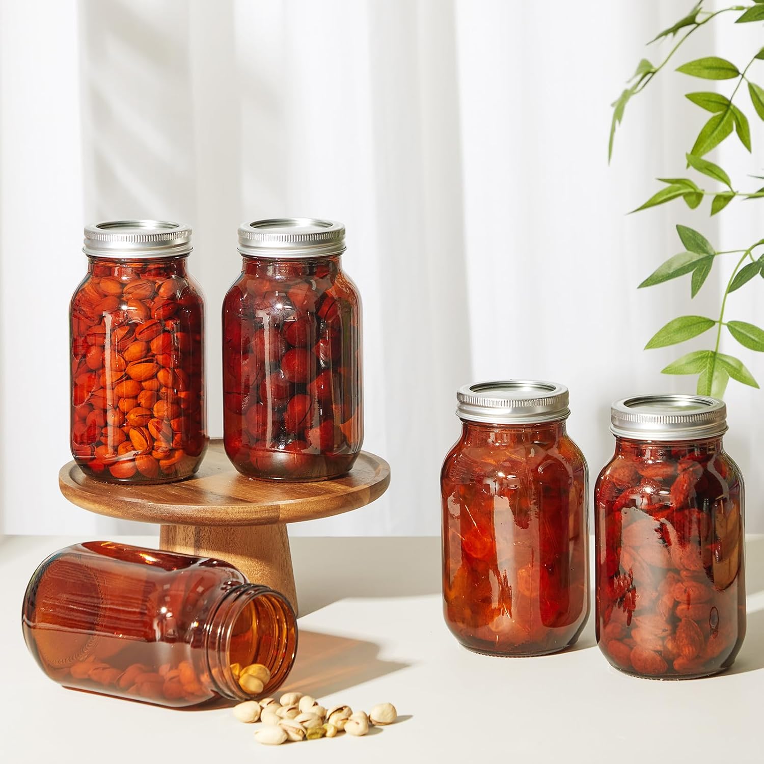 Norme 8-Piece Amber Glass Mason Jars