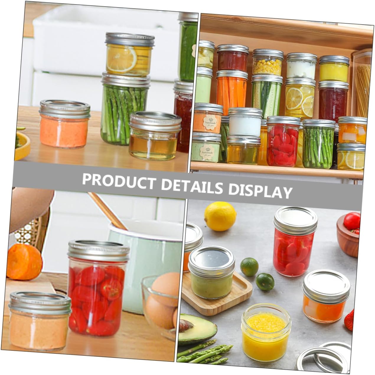 Luxshiny 8-Piece 250ml Plastic Jars with Aluminum Lids