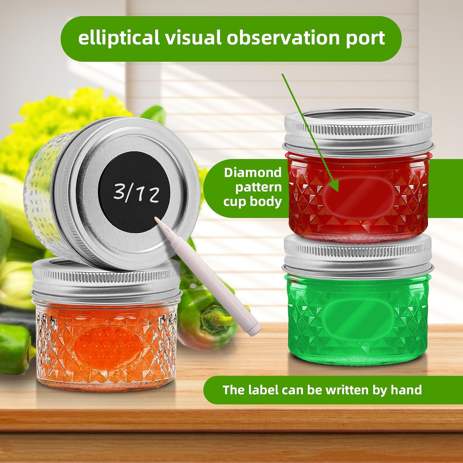 Sturdy 6-Piece Mason Jars with Airtight Lids - Preserve Canned and Dried Additions