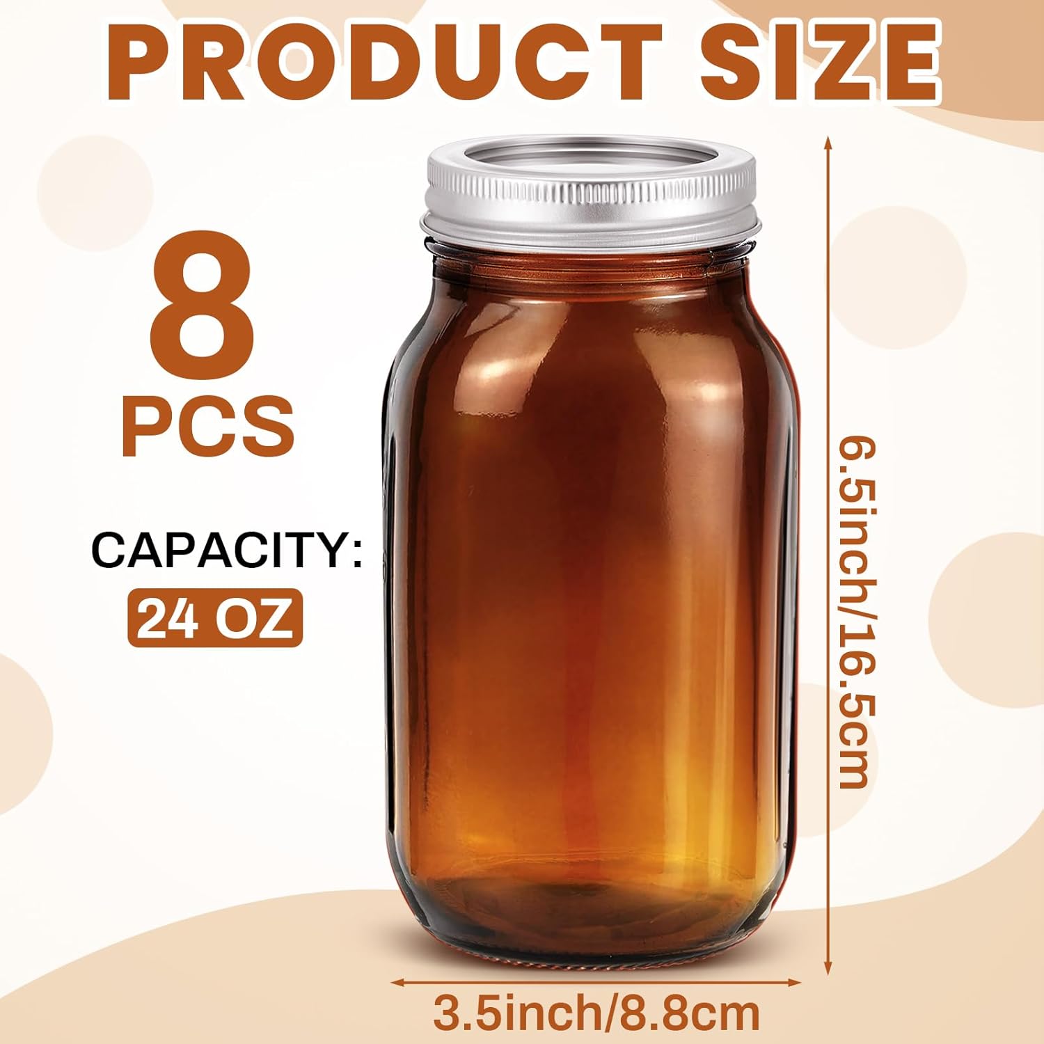Norme 8-Piece Amber Glass Mason Jars