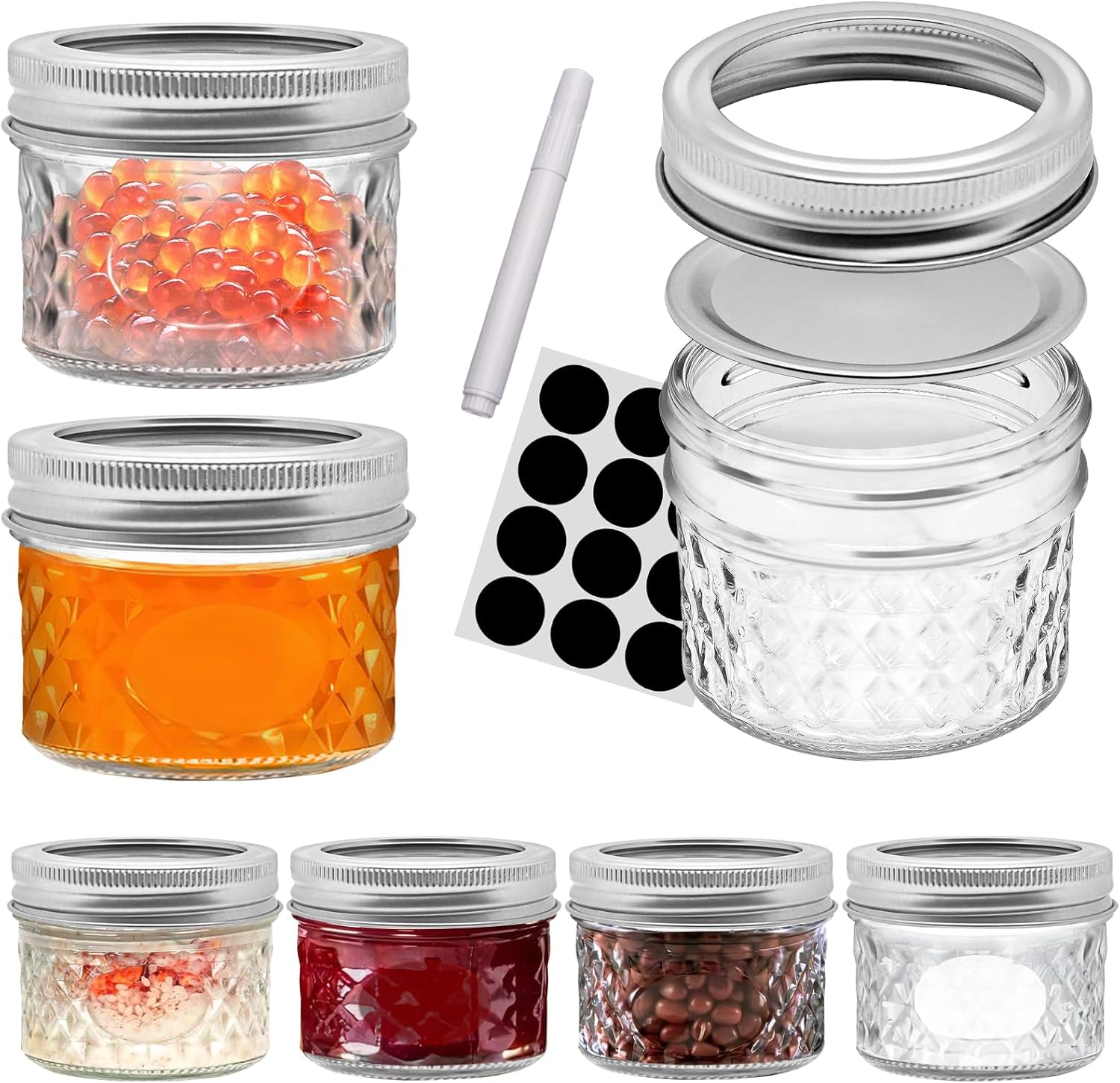 Sturdy 6-Piece Mason Jars with Airtight Lids - Preserve Canned and Dried Additions