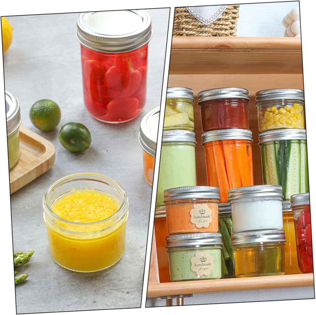 Transparent Mason Jars for Easy Storage