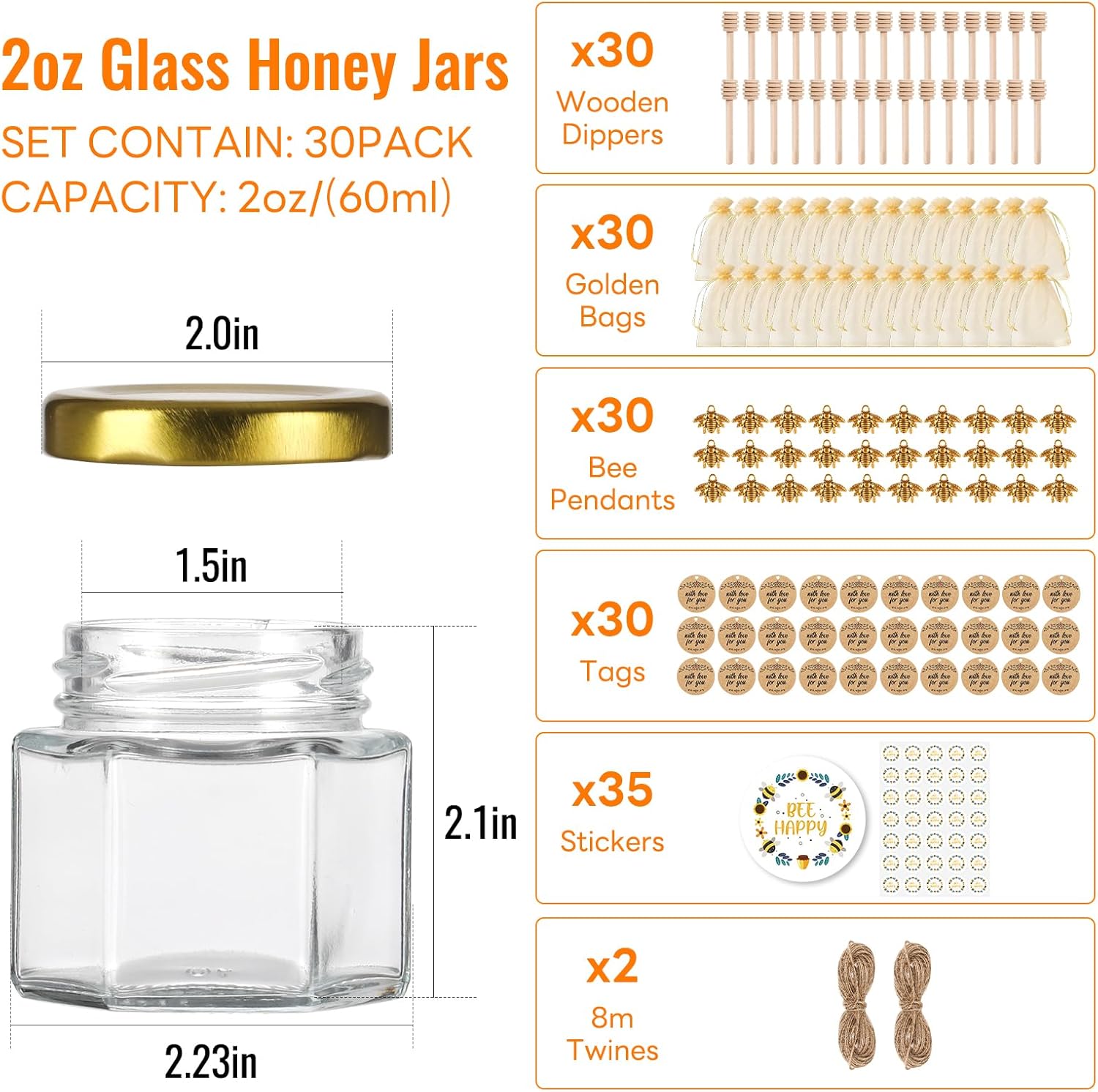 Elegant Honey Jar for Baby Showers Weddings or Home Use