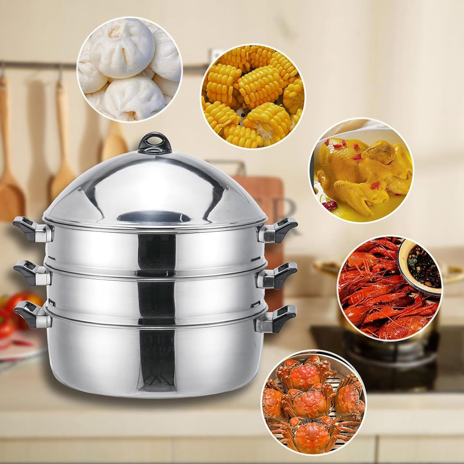LetFeng Slotless Steam Basket for Cooking Durable Multipurpose