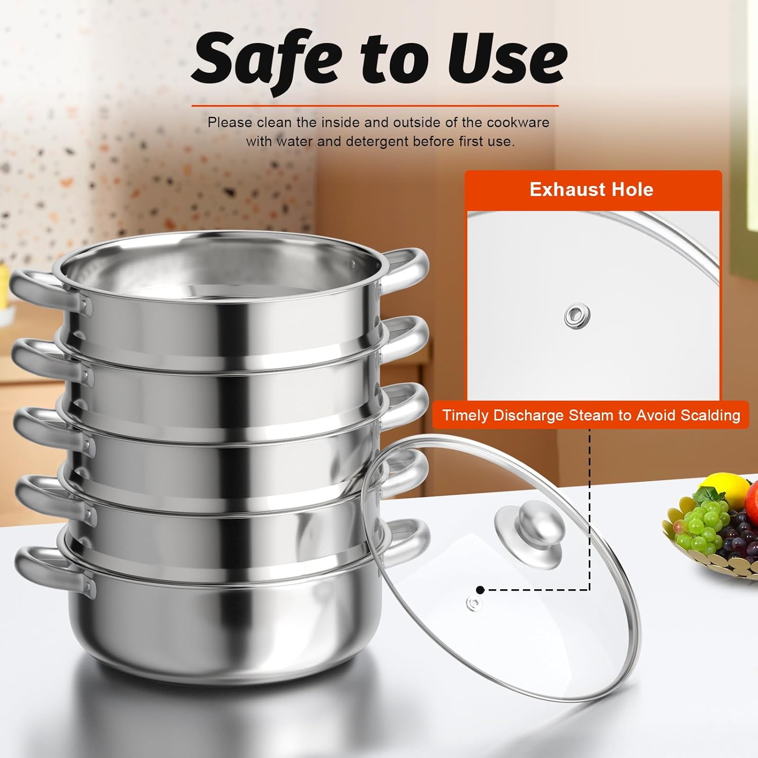 High-Quality 5-Tier Stainless Steel Steam Pot for Cooking