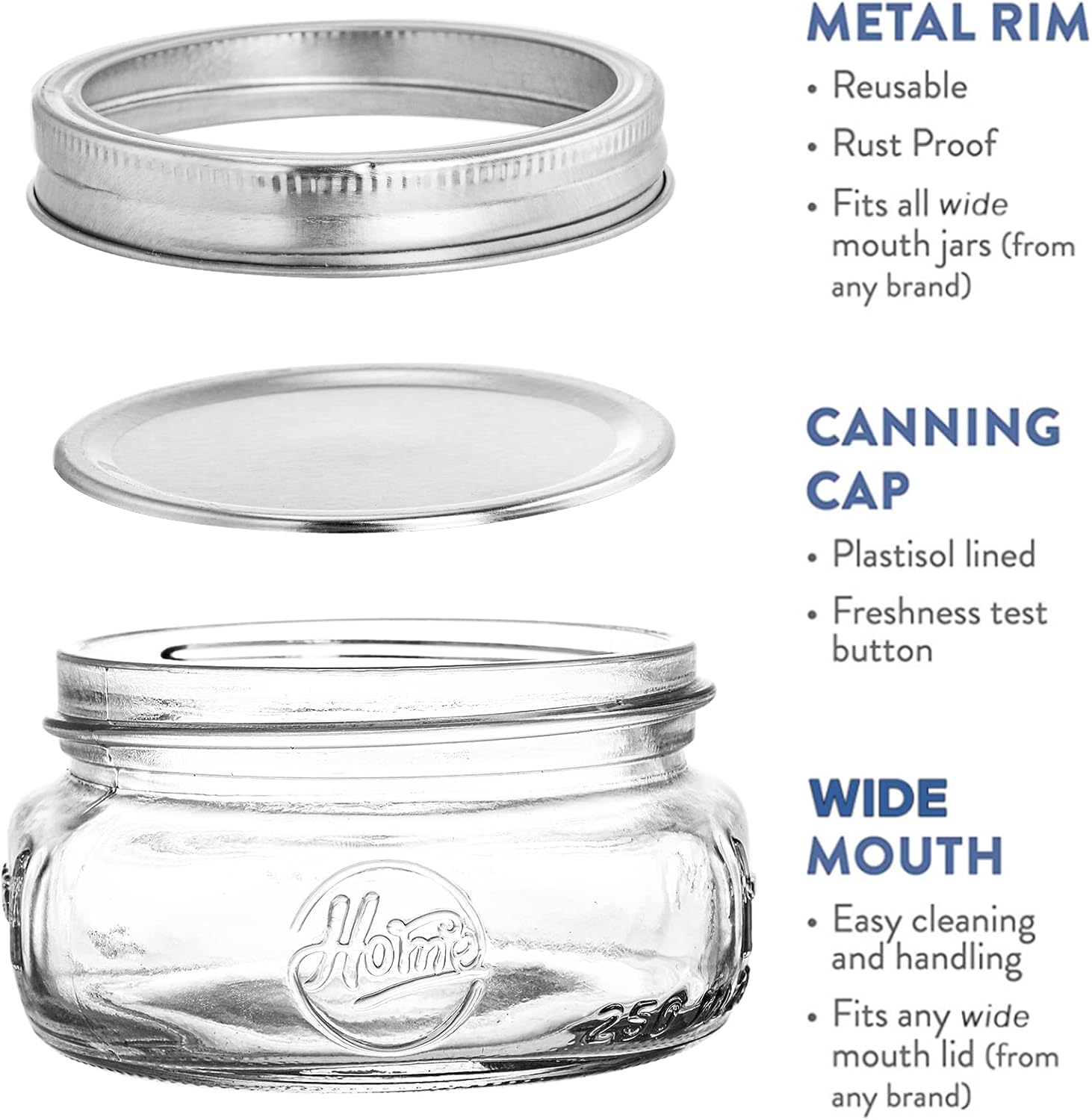 12-Piece Wide-Mouth Glass Mason Jars for Preserving Serving