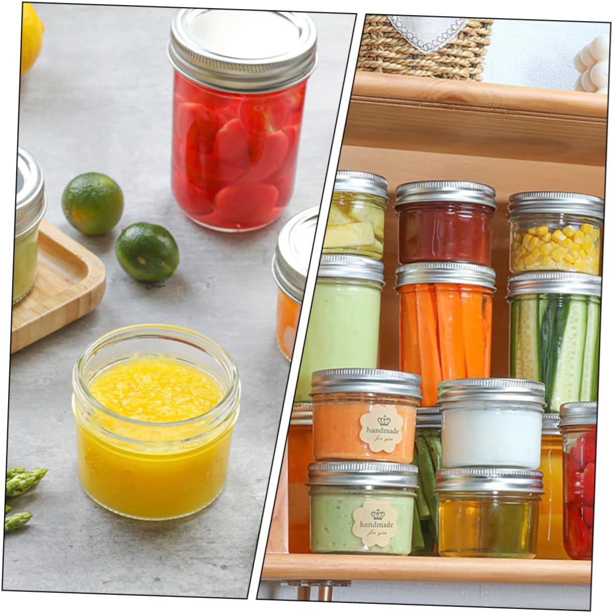 Luxshiny 8-Piece 250ml Plastic Jars with Aluminum Lids