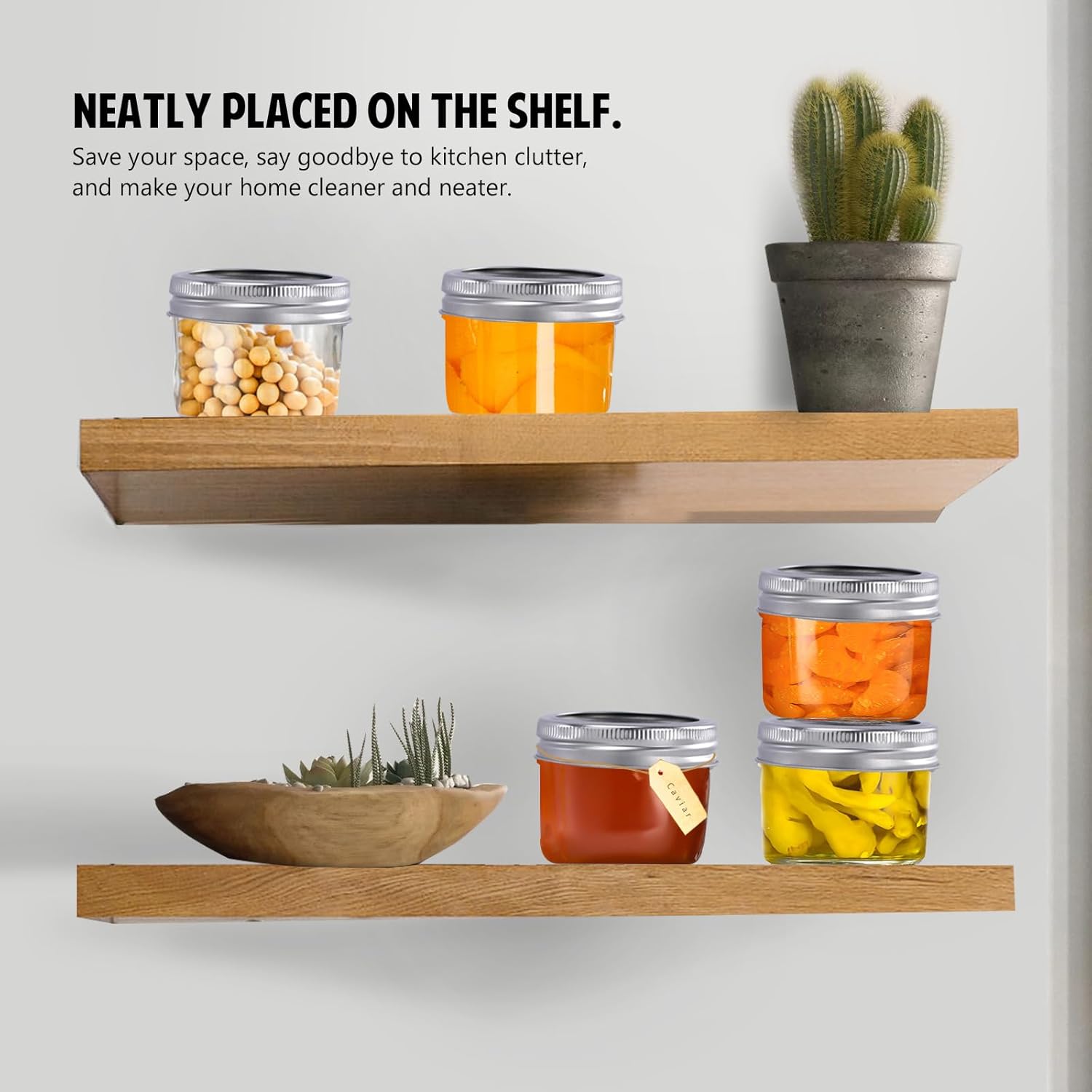 Small Mason Jars 8Pack 4oz Glass Canning Jars with Removable Lids