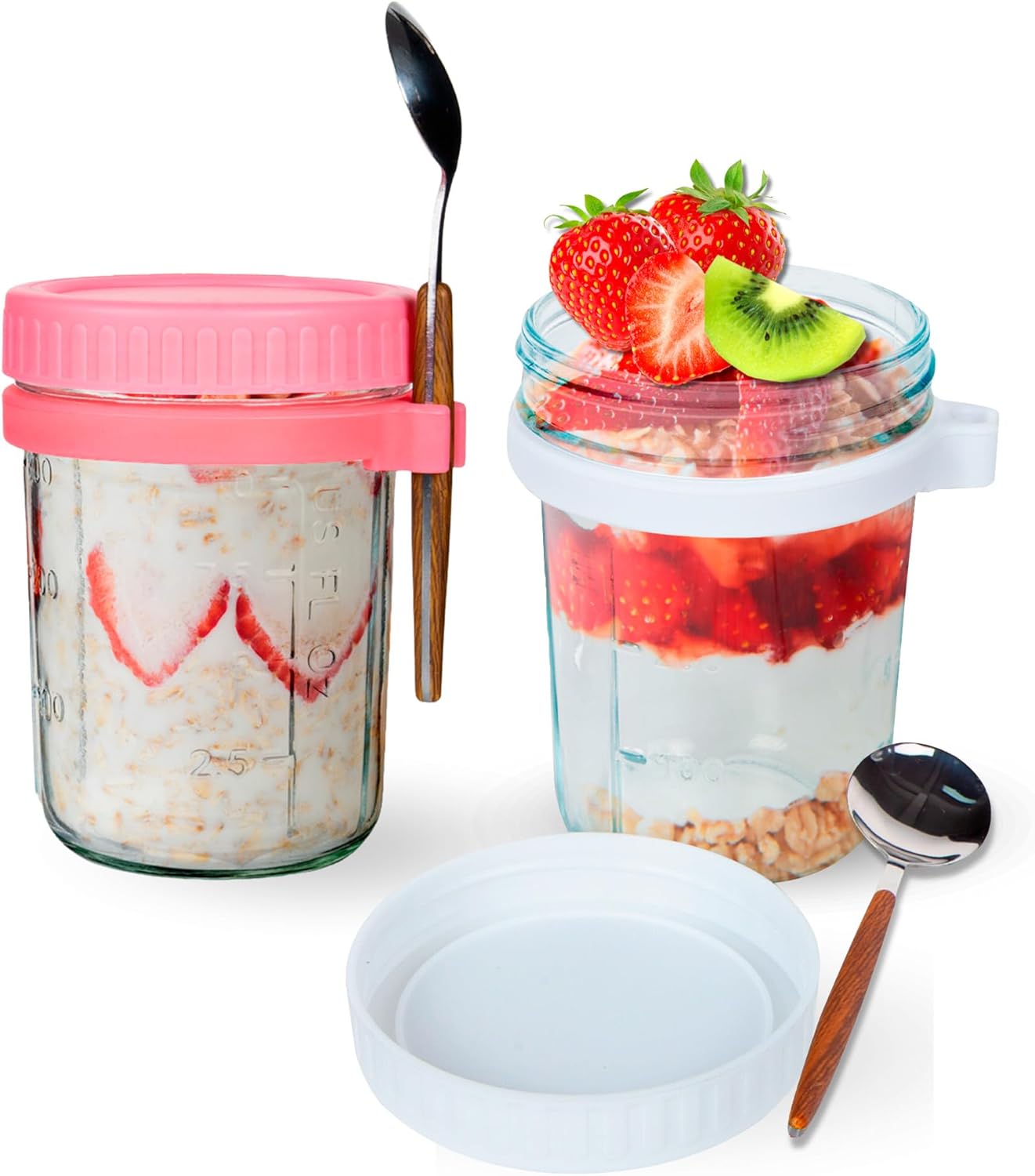 CJWM 2-Piece Glass Oats Containers Leak-Proof