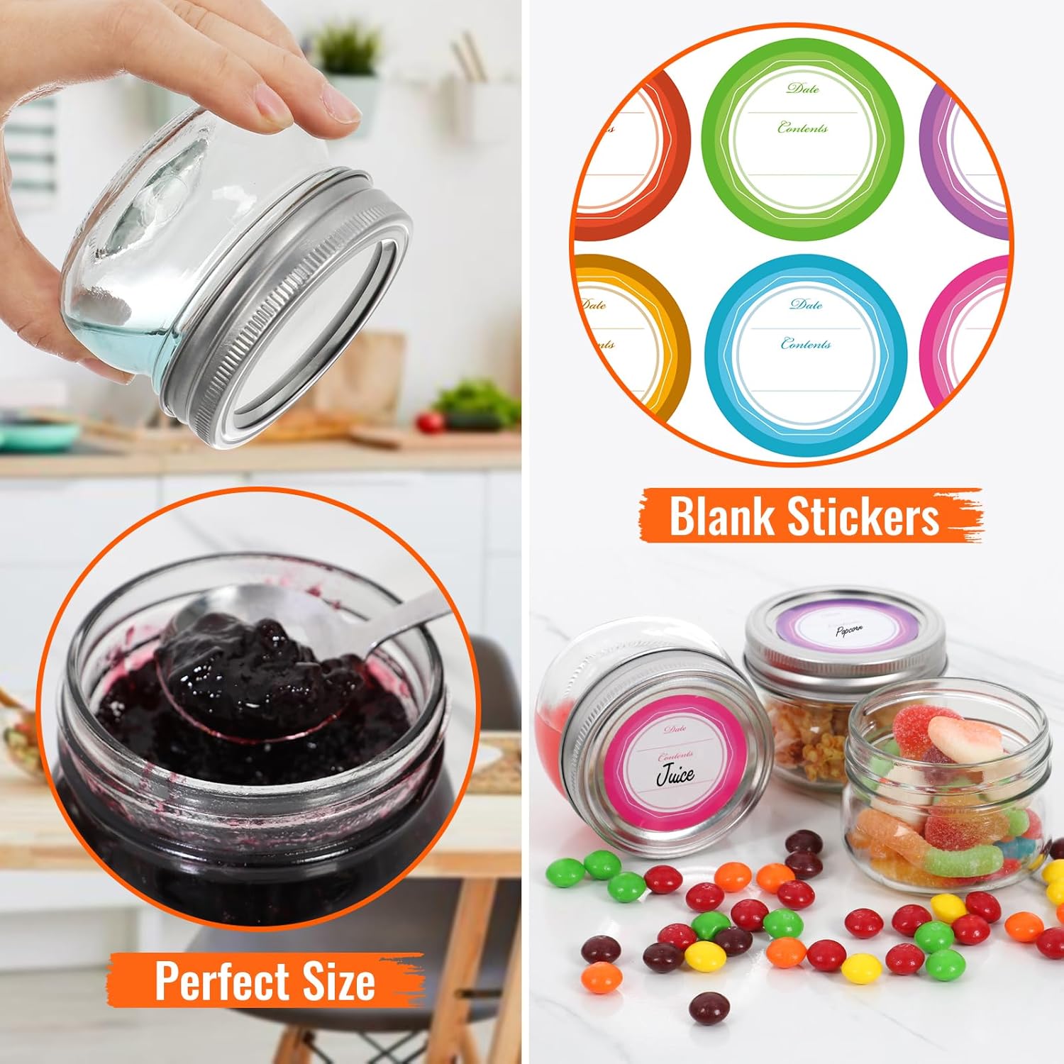 AuroTrends 4 oz Mason Jars with Lids