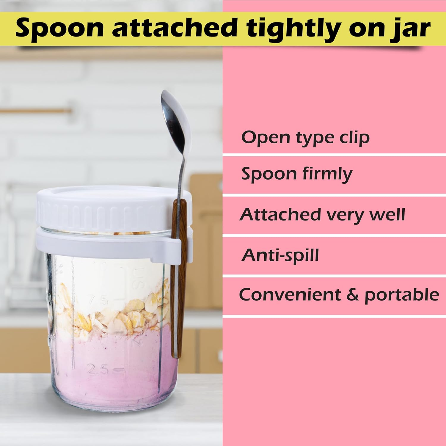 CJWM 2-Piece Glass Oats Containers Leak-Proof