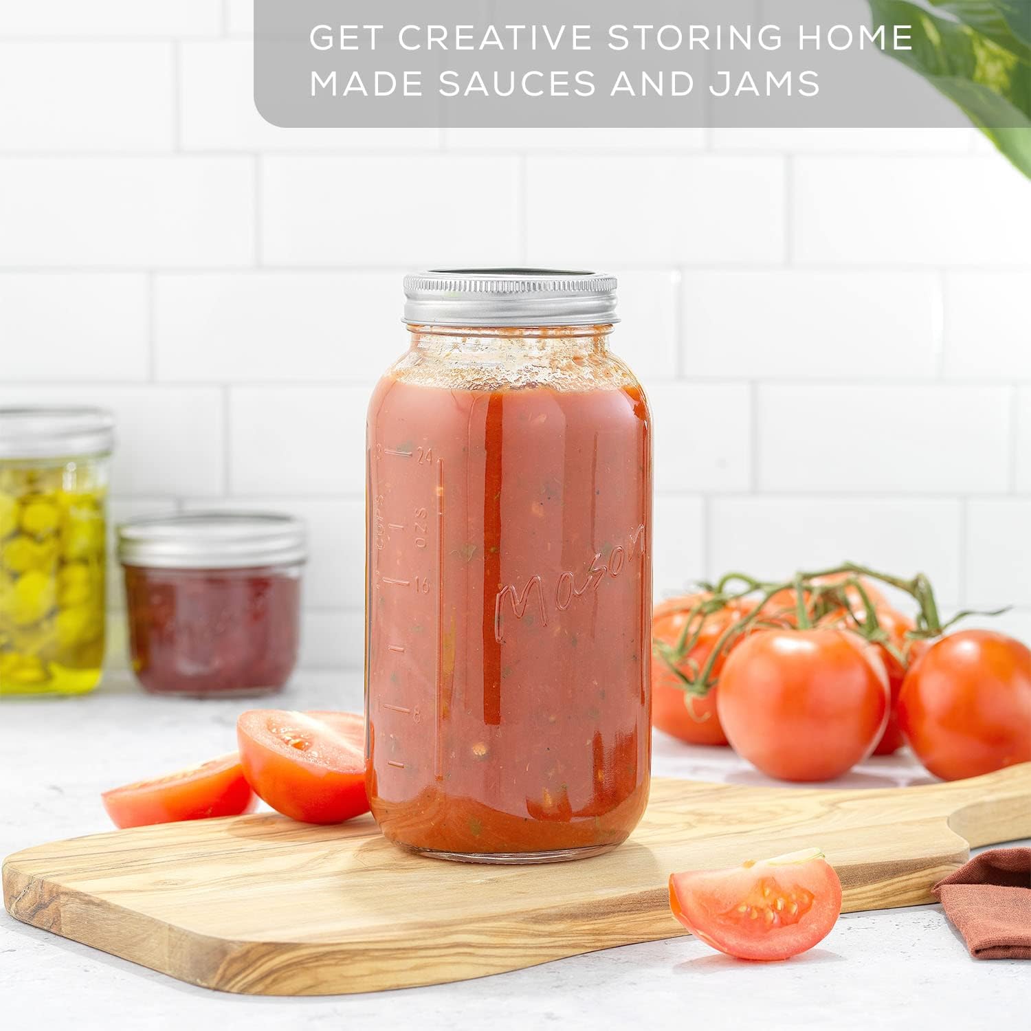 JoyJolt 32 oz Mason Jars with Lids and Labels 6-Pack