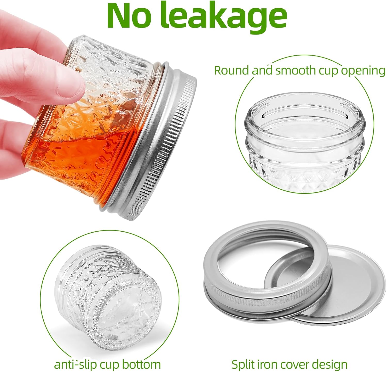 Sturdy 6-Piece Mason Jars with Airtight Lids - Preserve Canned and Dried Additions