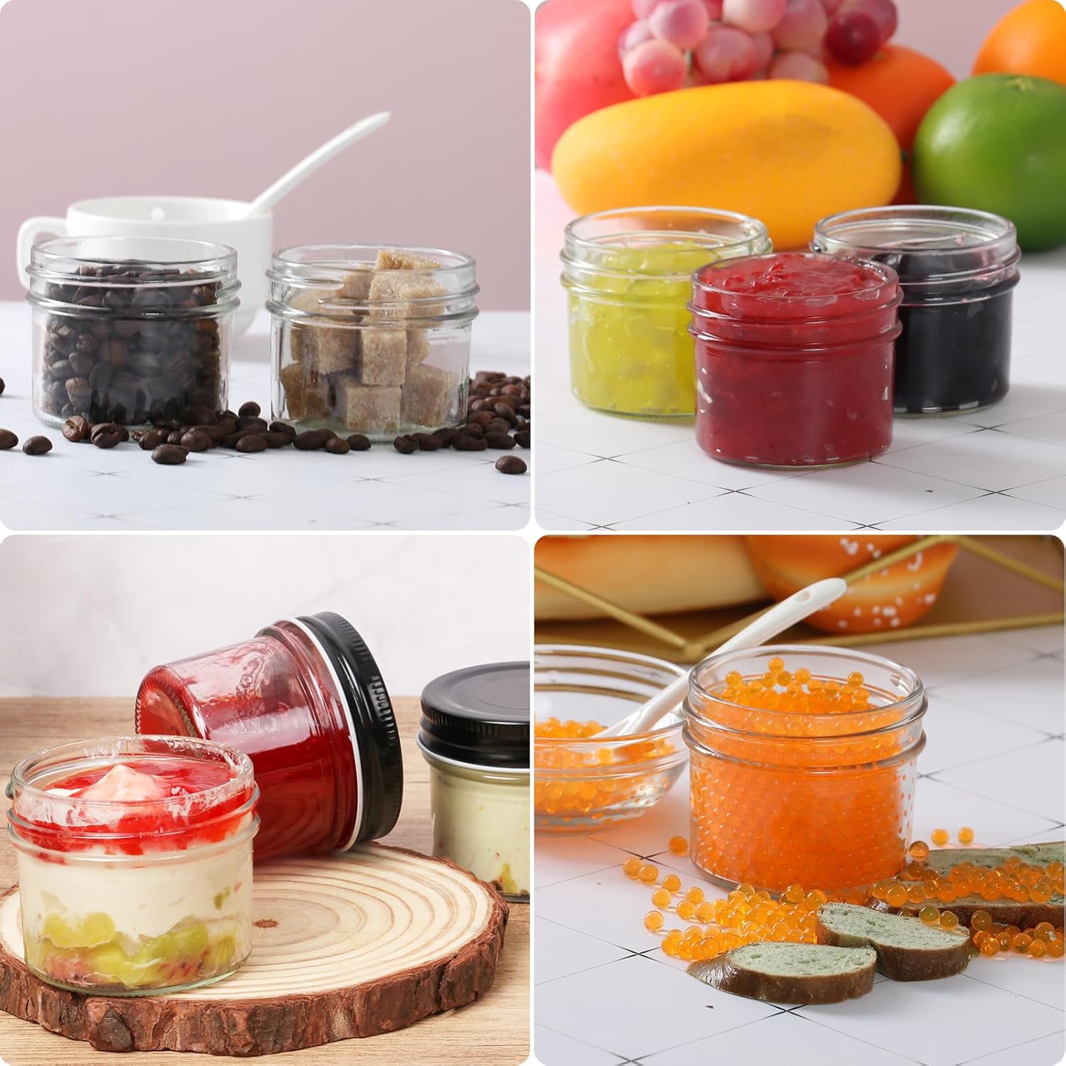 40-Piece Set of 4 oz Mason Jars with Black Lids