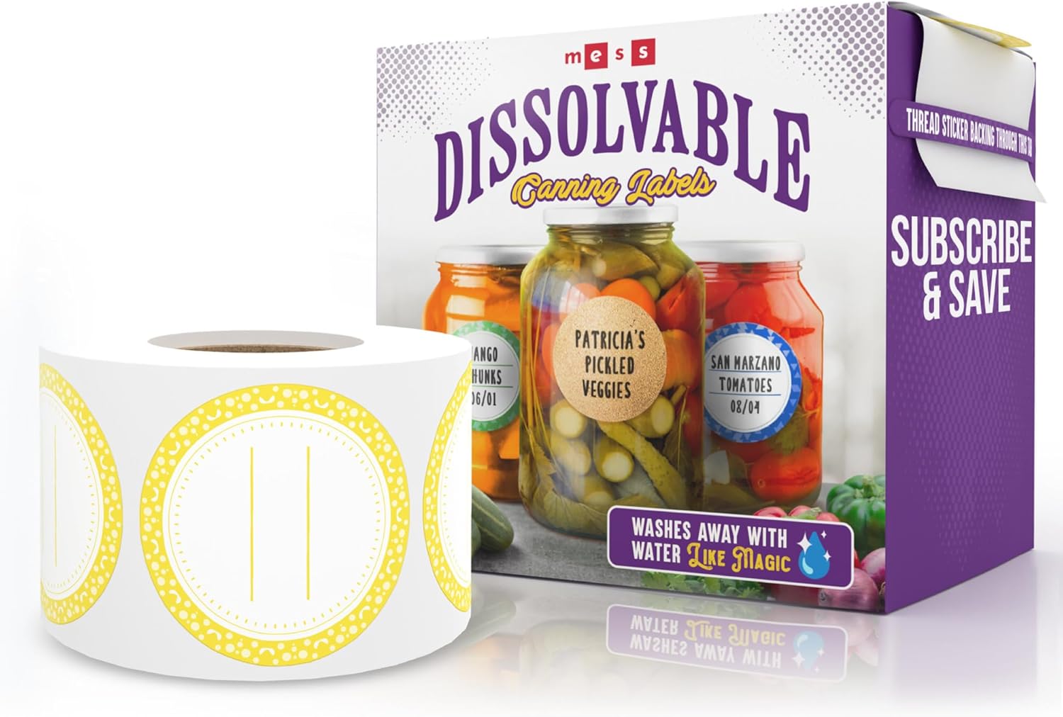 MESS Mustard 2 Dissolvable Canning Labels 200 Piece Set