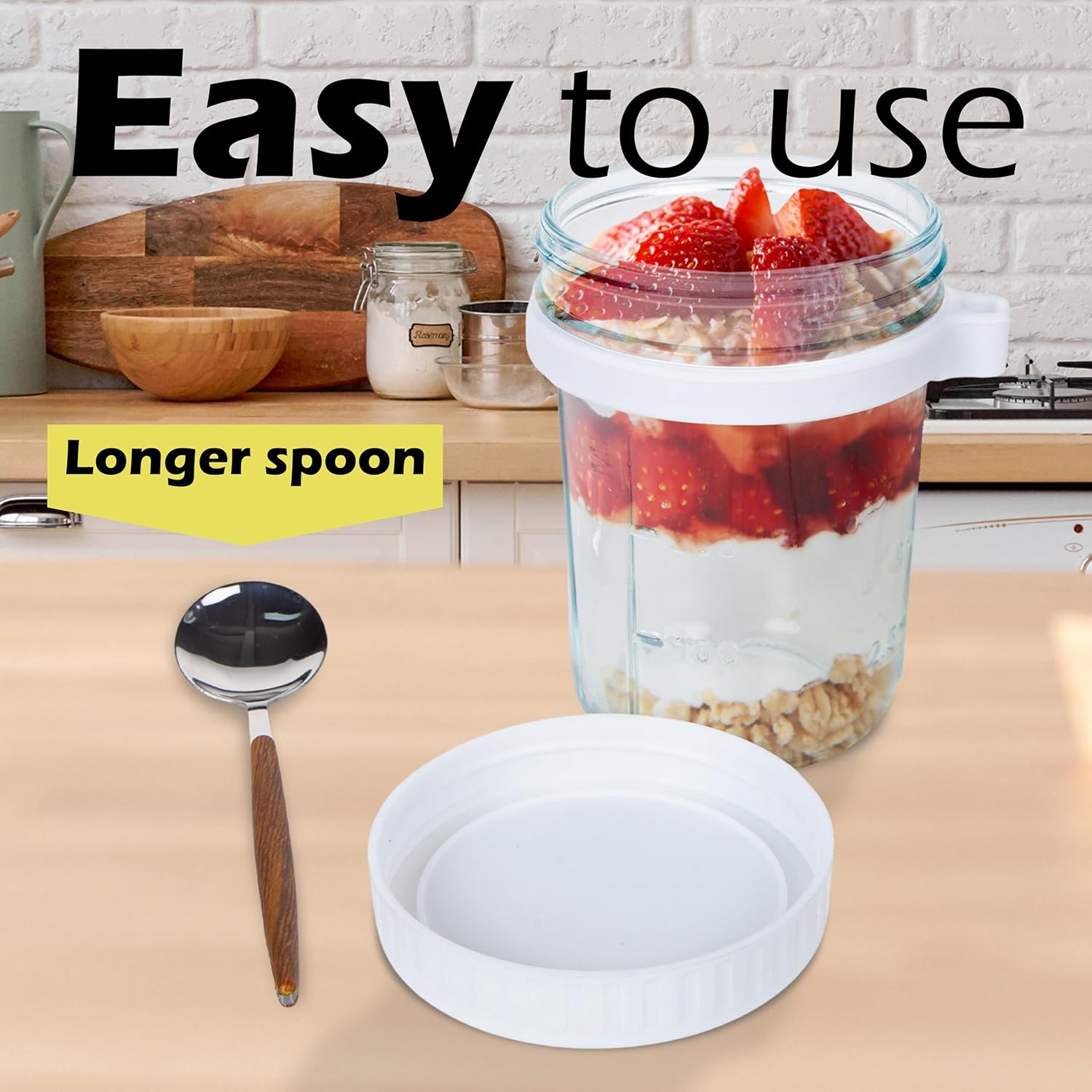 CJWM 2-Piece Glass Oats Containers Leak-Proof