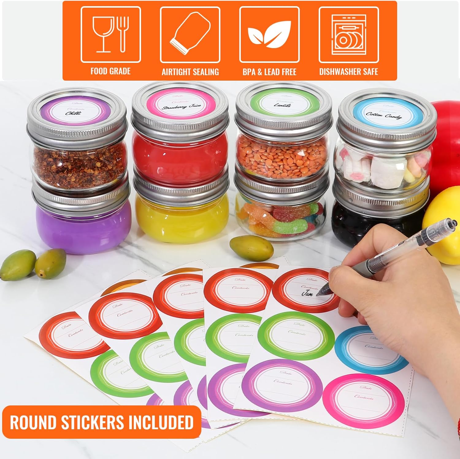 AuroTrends 4 oz Mason Jars with Lids