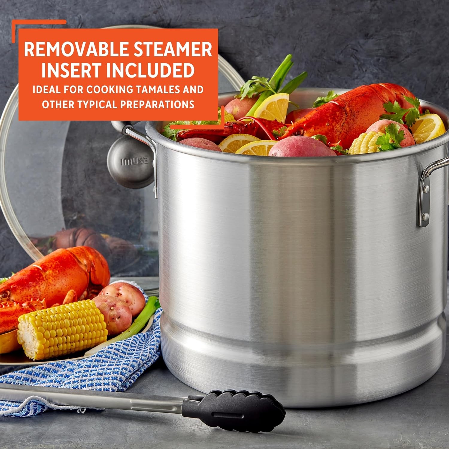 Versatile 20-Quart Steamer with Glass Lid