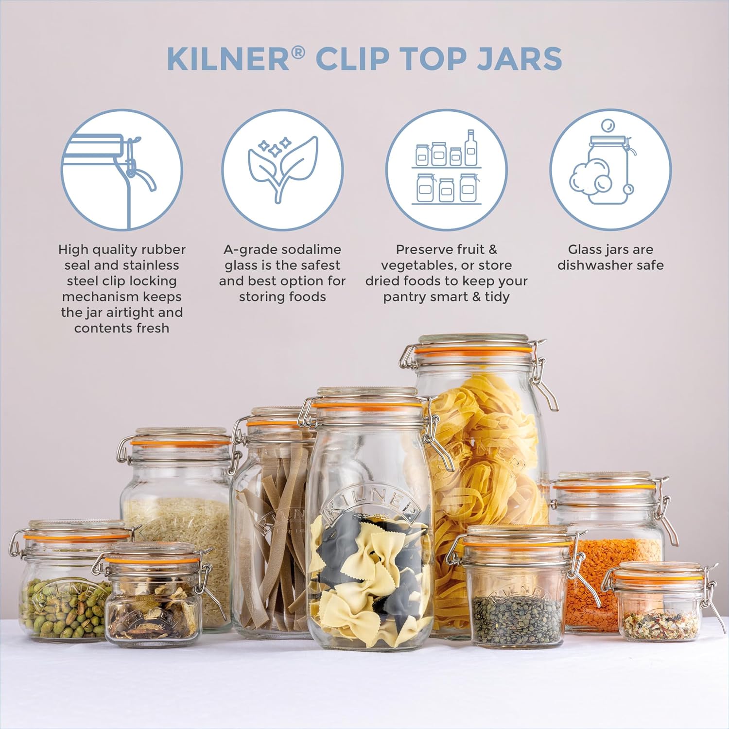 Kilner Round Swap-Top Glass Jar 2L Preserve Your Favorites Kilner