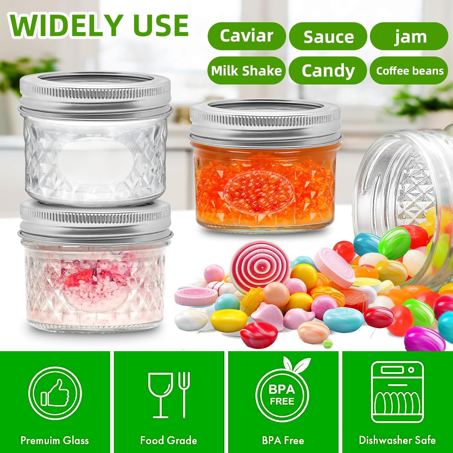 Sturdy 6-Piece Mason Jars with Airtight Lids - Preserve Canned and Dried Additions