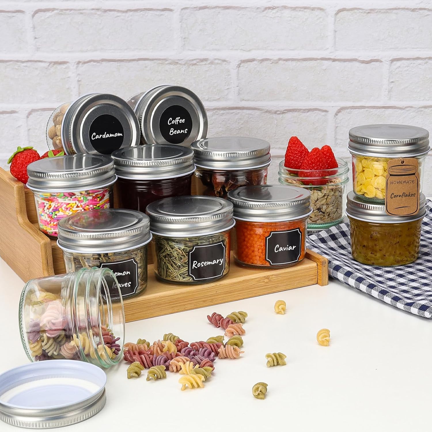 CycleMore 40 Pack Clear 4oz Mason Jars with Silver Lids