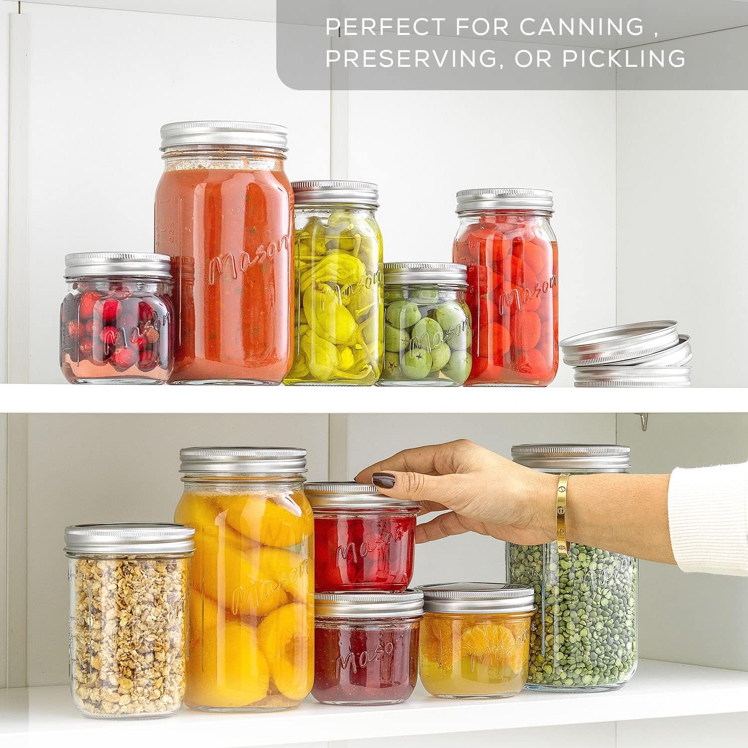 JoyJolt 32 oz Mason Jars with Lids and Labels 6-Pack