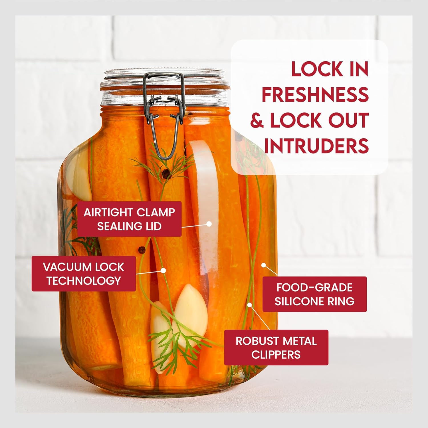 Airtight Glass Jar for Preserving 105 Oz