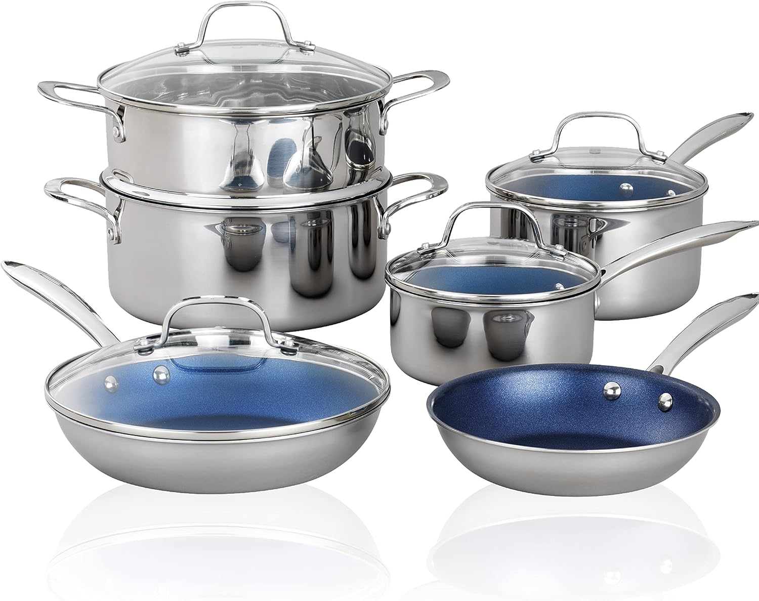 Granitestone 5-Piece Nonstick Cookware Set with Tempered Glass Lids
