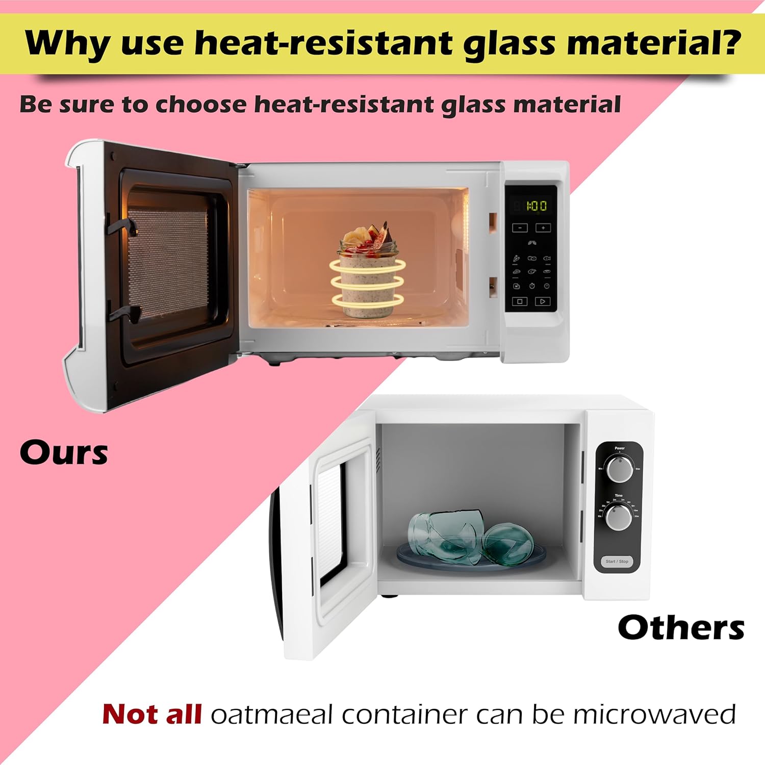 CJWM 2-Piece Glass Oats Containers Leak-Proof
