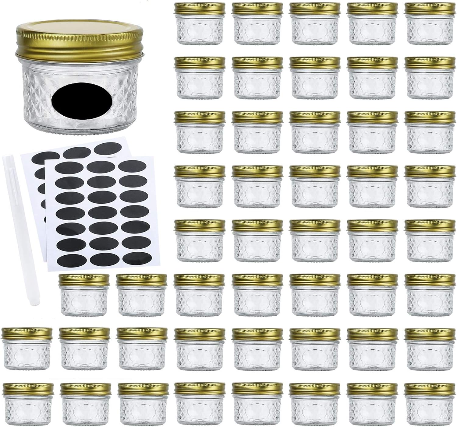 Ultra Durable 4oz Glass Jar Set for Personalization Storage 40 Count
