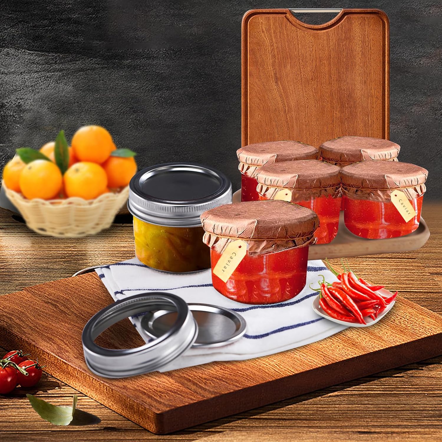 Small Mason Jars 8Pack 4oz Glass Canning Jars with Removable Lids