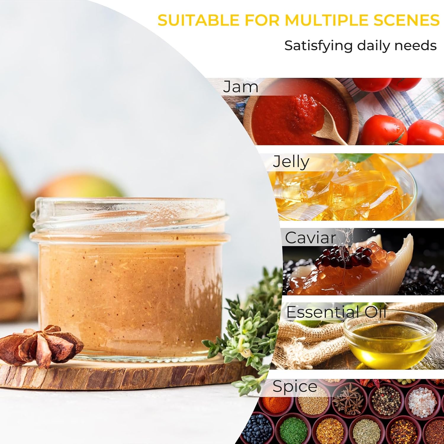 CycleMore 40 Pack Clear 4oz Mason Jars with Silver Lids