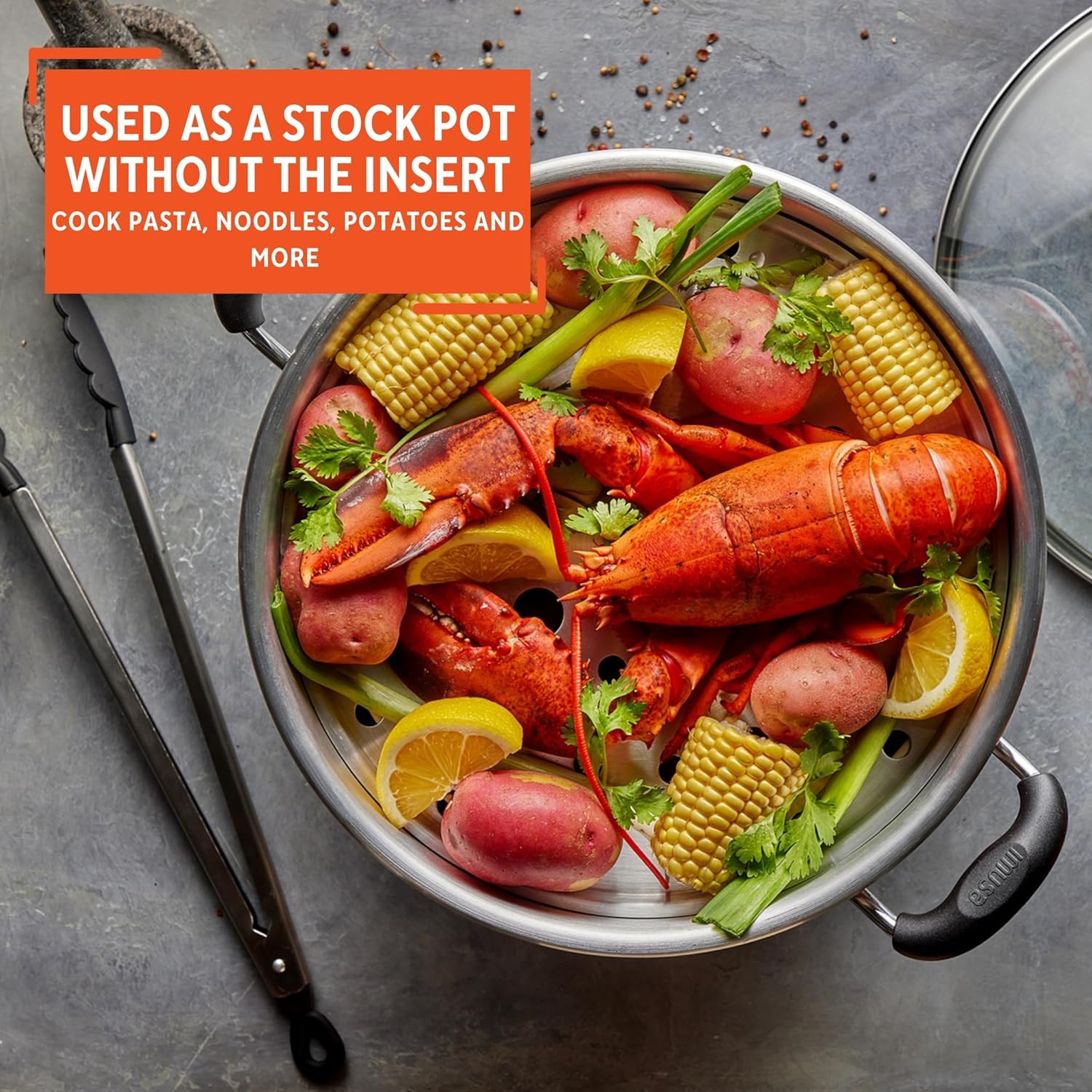 Versatile 20-Quart Steamer with Glass Lid