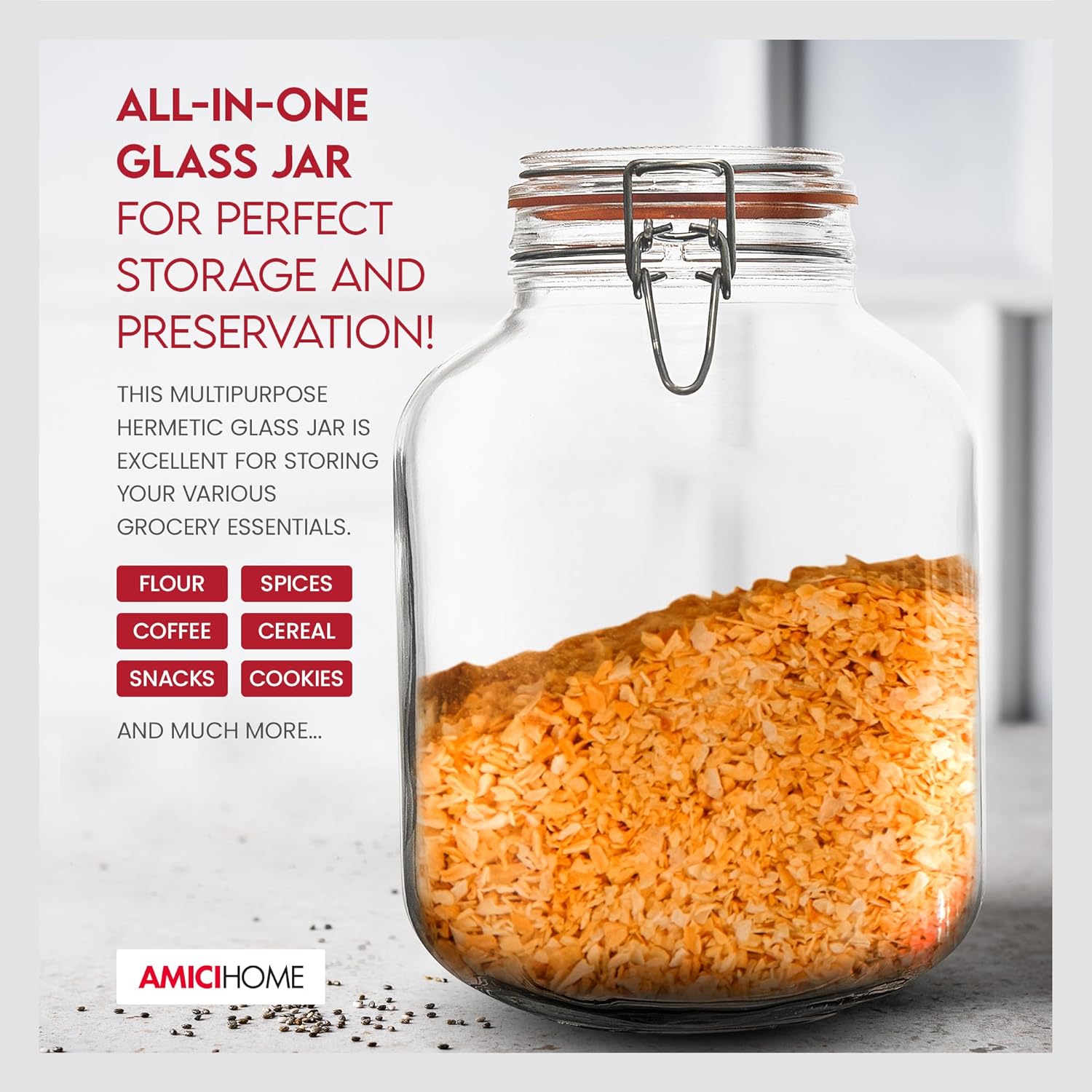 Airtight Glass Jar for Preserving 105 Oz