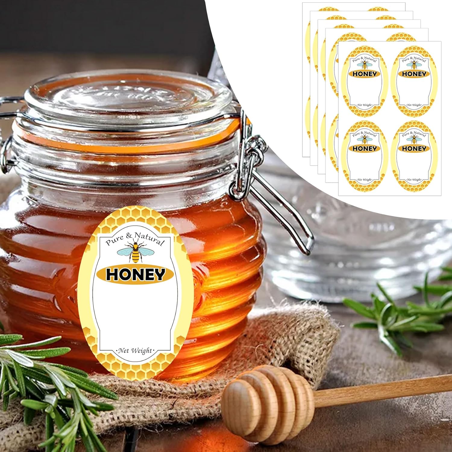 Trendsslabels Pure Natural Honey Jar Labels 2x3 inch