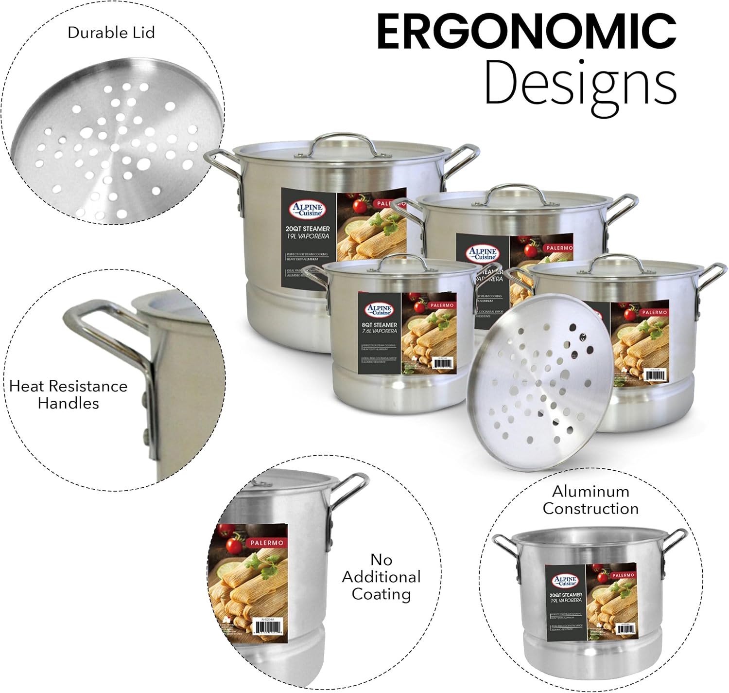 Ready to Steam Aluminum Stock Pot Set by Alpine Cuisine