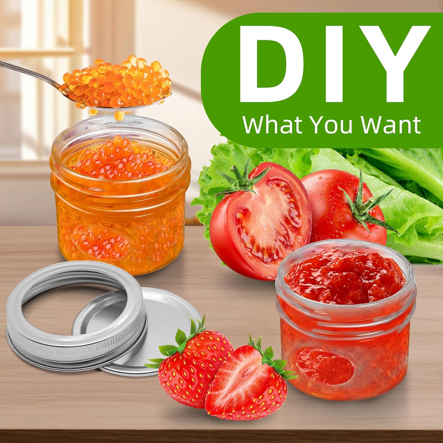 Sturdy 6-Piece Mason Jars with Airtight Lids - Preserve Canned and Dried Additions