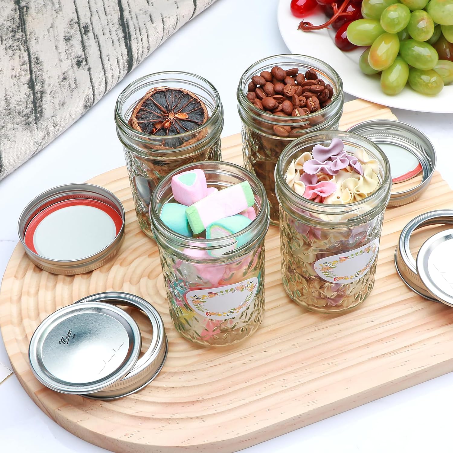Premium 16-Piece Glass Mason Jars Set