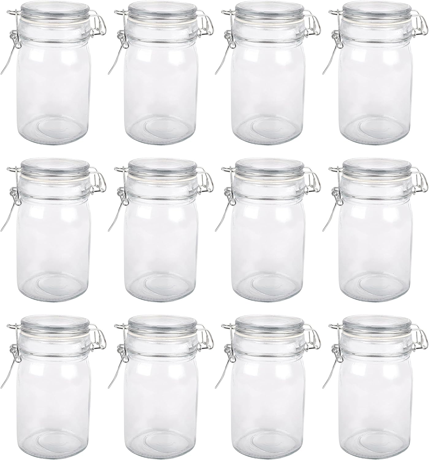 12-Pack Ashland Round Glass Jars with Latch Lid - 263 Diam