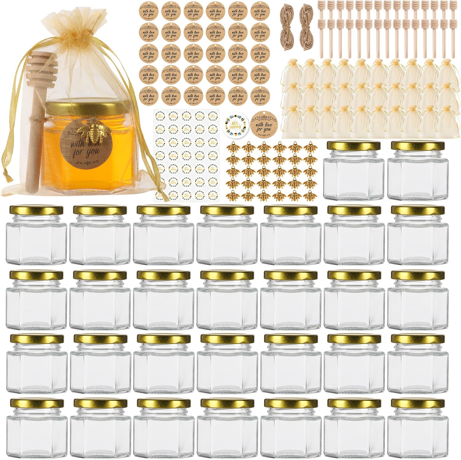Elegant Honey Jar for Baby Showers Weddings or Home Use