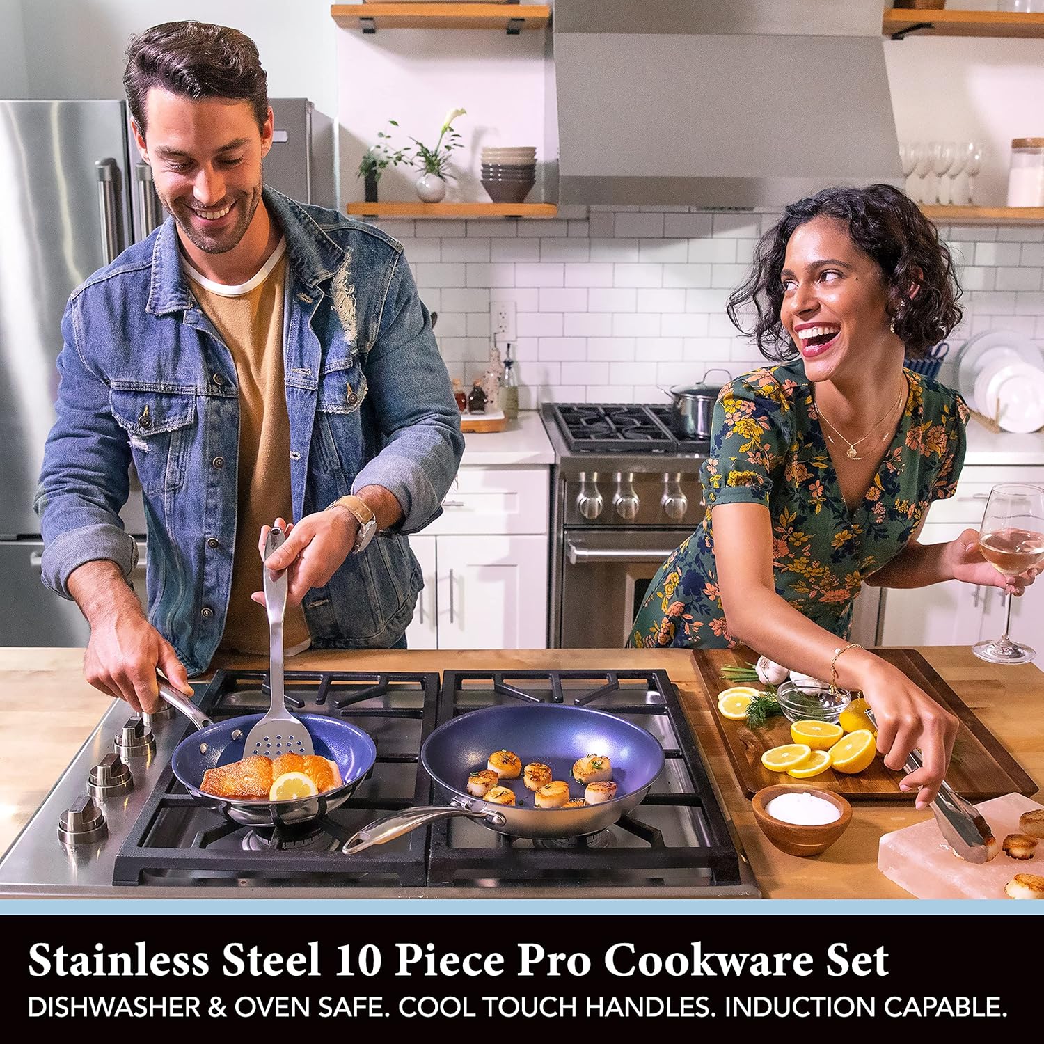 Granitestone 5-Piece Nonstick Cookware Set with Tempered Glass Lids